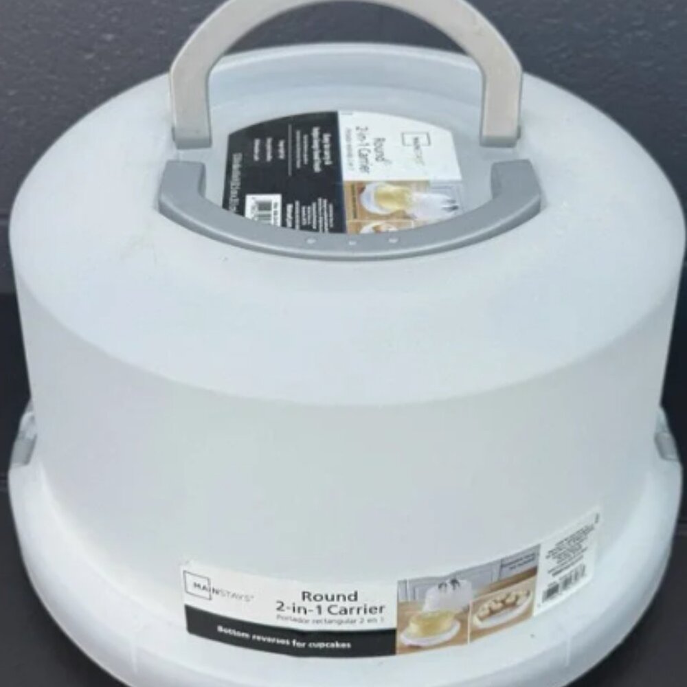 Mainstays Round 2-in-1 Plastic Cake and Cupcake Carrier. Like New